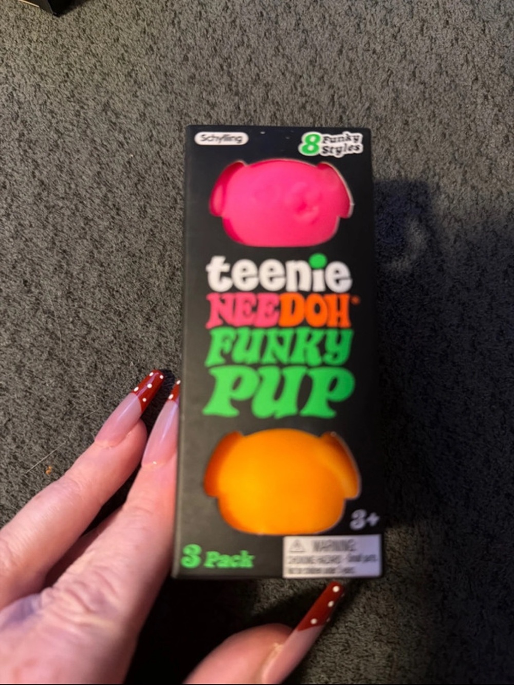 Teenie Needoh Funky Pup 3-Pack Plush Toy - Pink & Orange
